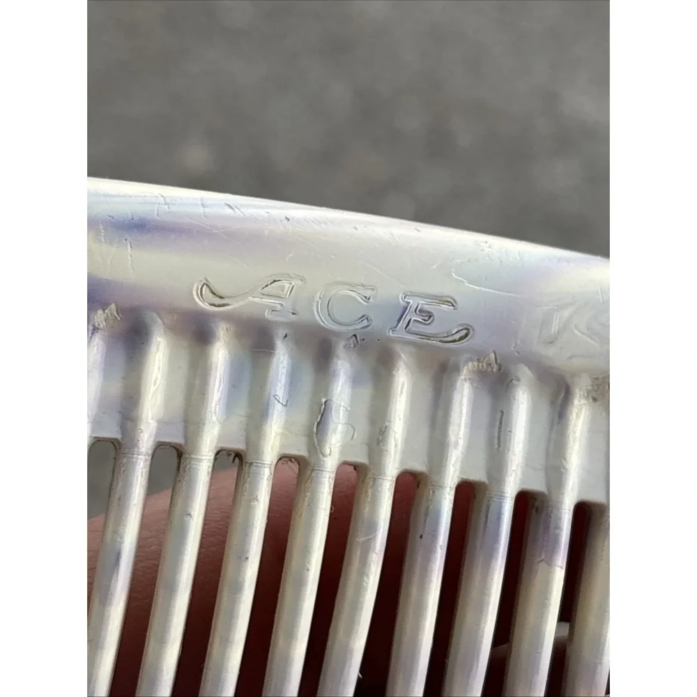 Vintage ACE Goody‎ Pocket Comb Gray White Marble Swirl 9 Inch RETRO